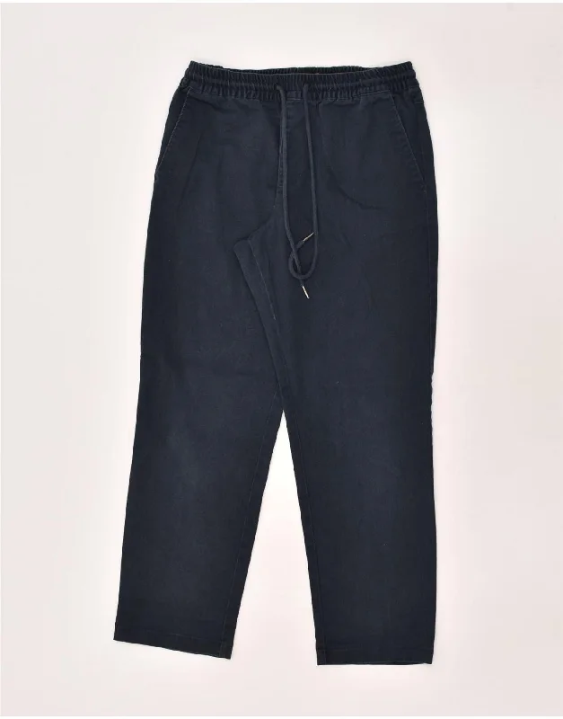 VOLCOM Womens Straight Chino Trousers Small W27 L25  Navy Blue Cotton Wide Leg Loose Fit Mid Waist