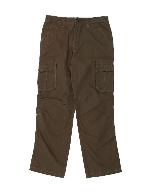 VINTAGE Womens Straight Cargo Trousers EU 42 Large W32 L31  Brown Cotton Trousers Occasion Special