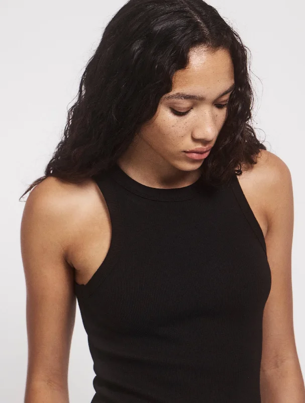 Signature Rib Tank in Black sleep tank top