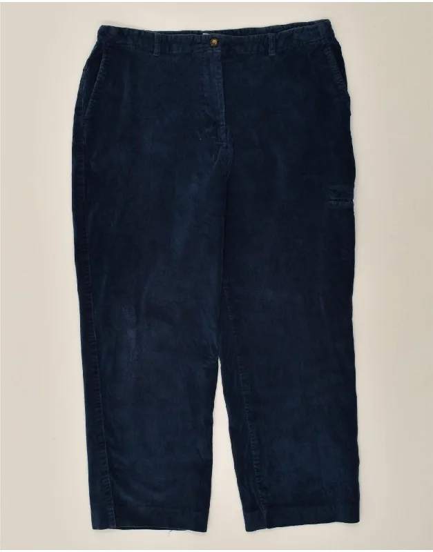 ORVIS Womens Velour Tapered Cargo Trousers US 16 2XL W36 L27 Navy Blue Trousers Pleated Formal