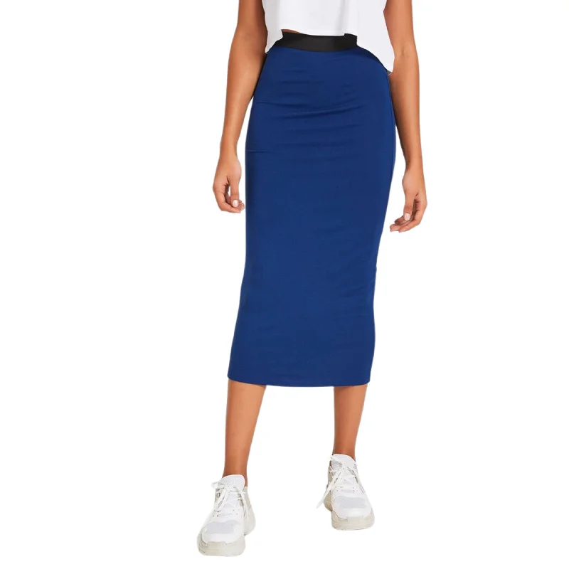OXXO -  Elastic Waist Detailed Below Knee Skirt leather skirt modern