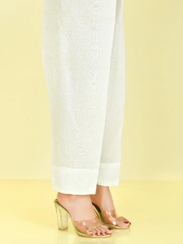 Raw Silk Trouser - White Trousers luxurious premium