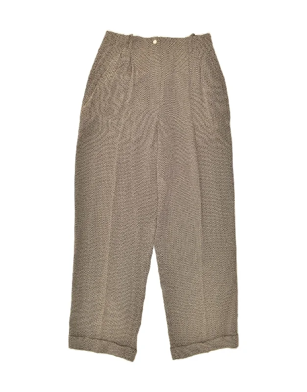 VINTAGE Womens Pegged Casual Trousers IT 42 Medium W28 L28  Grey Geometric Trousers Fall Fleece