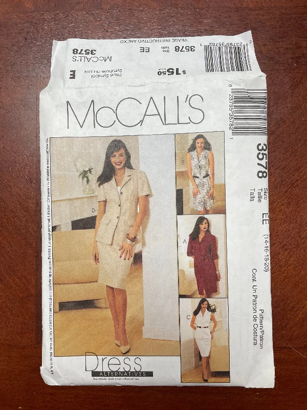 2002 McCall's 3578 Pattern - Dress, Jacket, Top, Skirt and Belt FACTORY FOLDED Fleece Jacket Down Jacket Feather Jacket