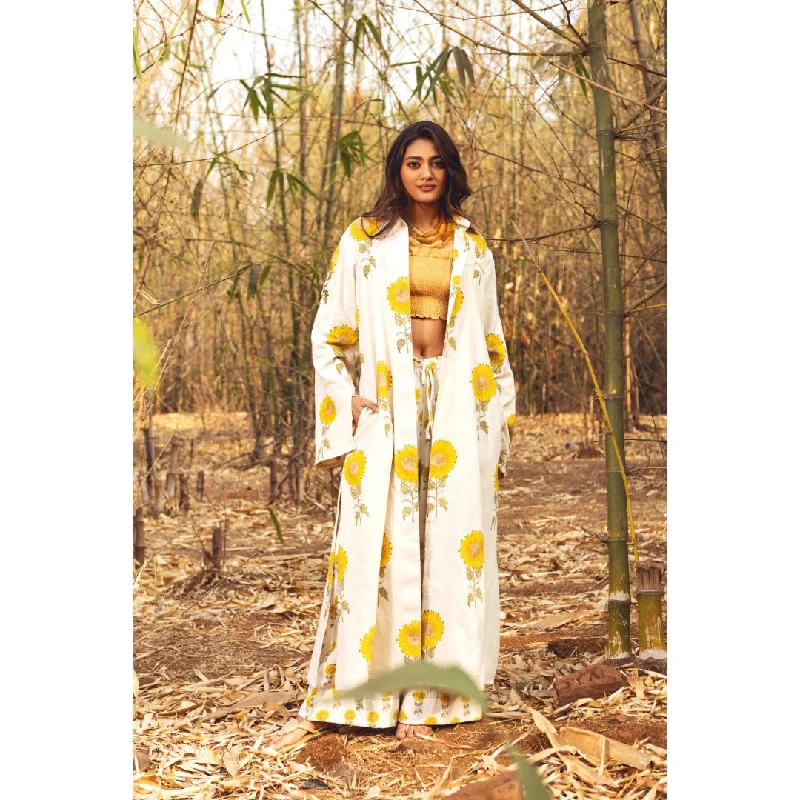 Sunflower Kala Cotton Women's Jacket A-Line Jacket Boat Neck Shawl Collar