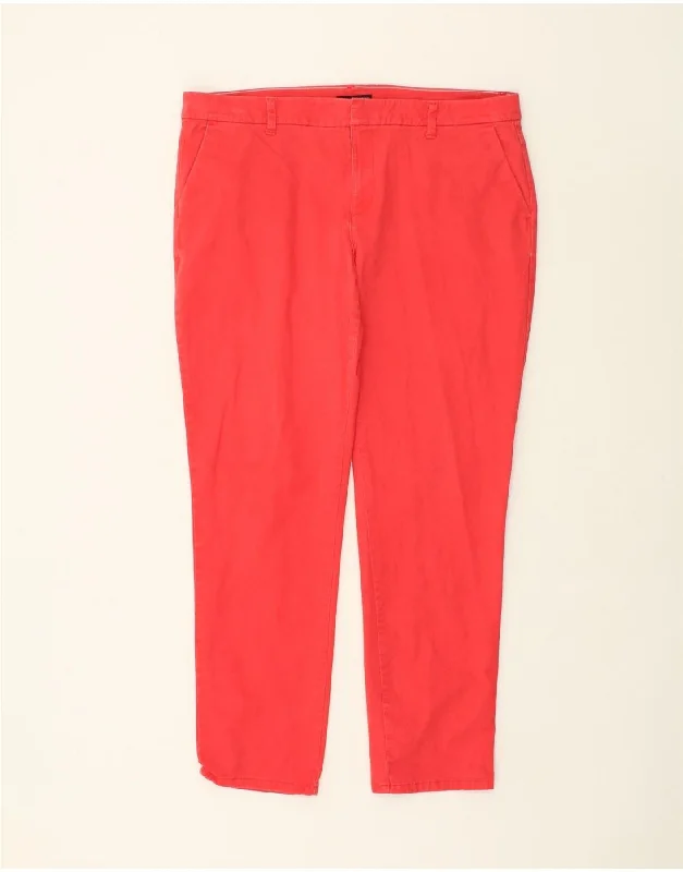 TOMMY HILFIGER Womens Slim Chino Trousers US 16 2XL W34 L29  Pink Cotton Trousers Floral Bohemian