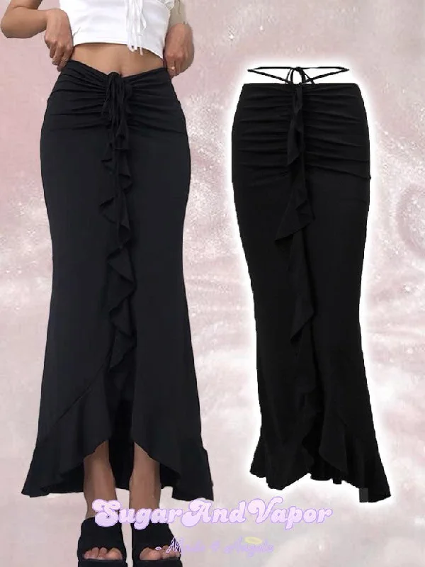 Morrighan Dark Mermaid Long Skirt wool skirt breathable