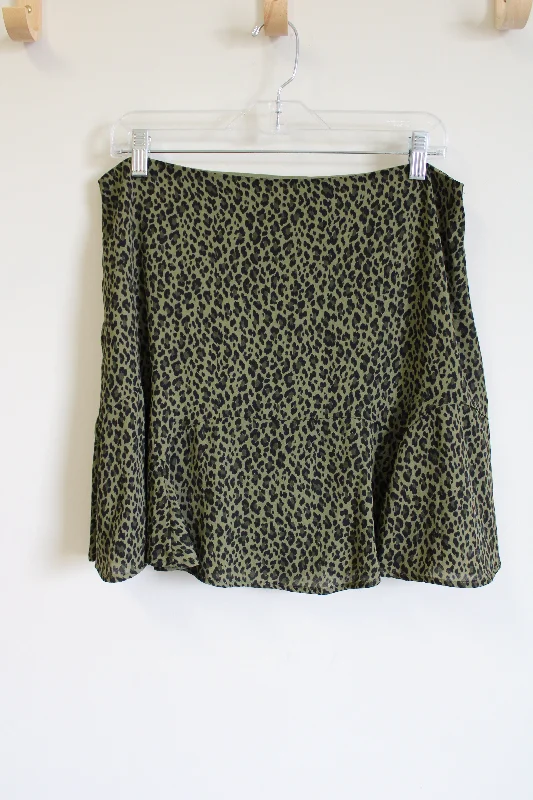 Trixxi Green Leopard Print Chiffon Mini Skirt | XL floral skirt print