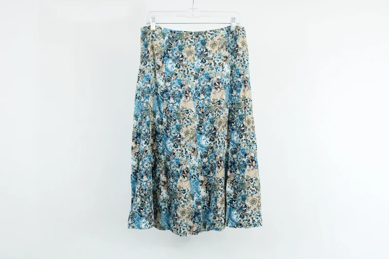 Christopher & Banks Blue & Tan Patterned Skirt | 10 lace skirt feminine