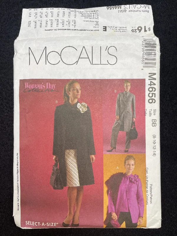 2004 McCall's 4656 Sewing Pattern - Jacket, Top, Bias Skirt, Pants and Flower FACTORY FOLDED Wool Jacket Cashmere Jacket Tweed Jacket