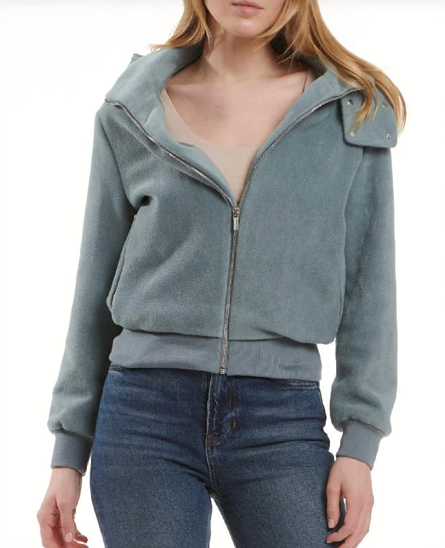 Henderson Sherpa Jacket In Aqua Chenille Fabric Brocade Fabric Lace Fabric