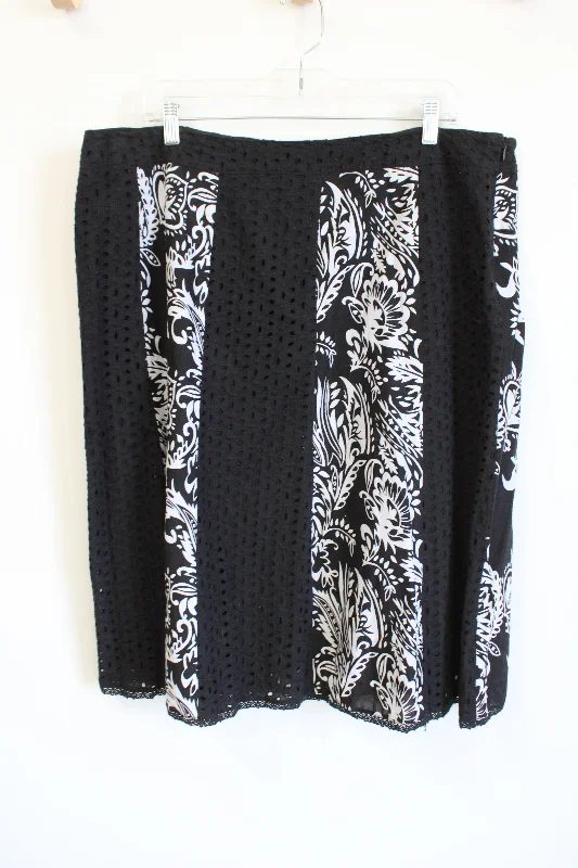 Alfred Dunner Black White Eyelet Skirt | 18 wool skirt sturdy
