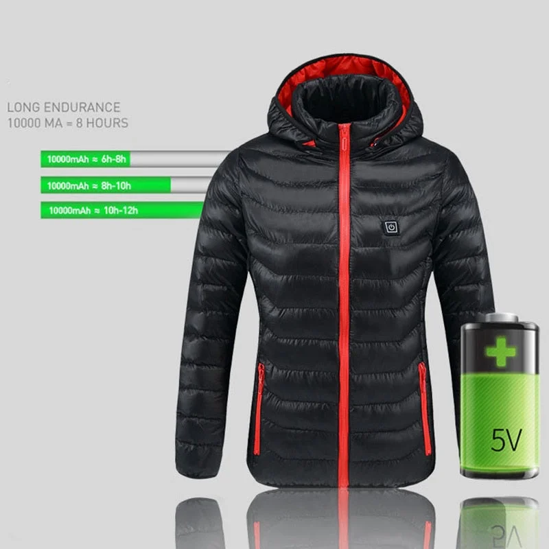 Women USB Electric Battery Heated Jackets Anorak Shell Jacket Lightweight Jacket