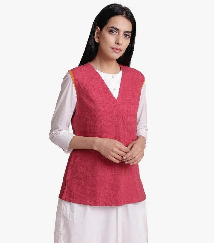 Pink khadi jacket Hoodie Zip-Up Jacket Button-Up Jacket