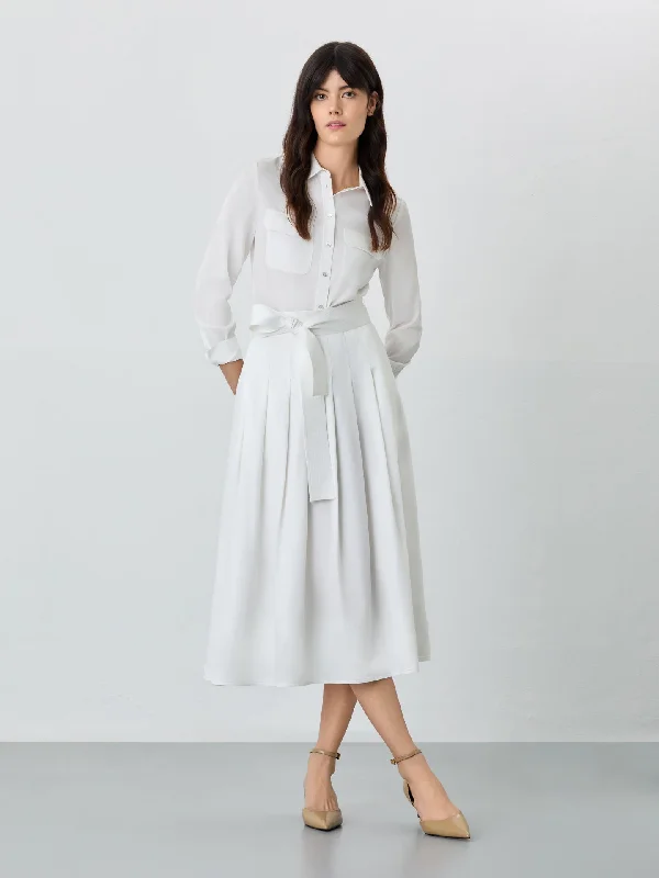 Midi Skirt In Tencel Blend With Belt athletic skirt fit