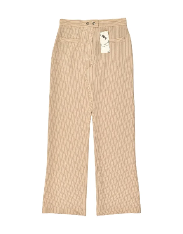VINTAGE Womens Bootcut Casual Trousers IT 44 Medium W26 L30 Beige Striped Trousers Vintage Classic