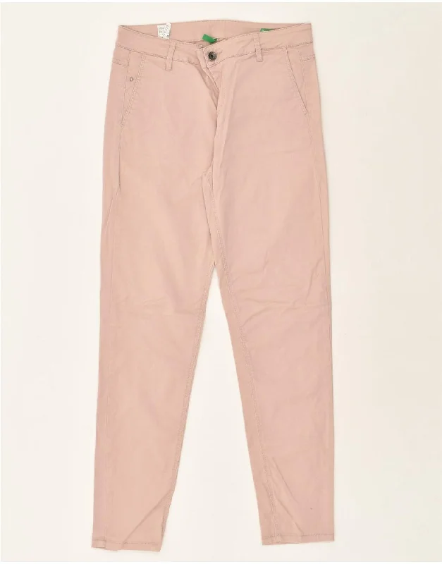 BENETTON Womens Slim Chino Trousers W27 L27 Pink Cotton Trousers cozy comfortable