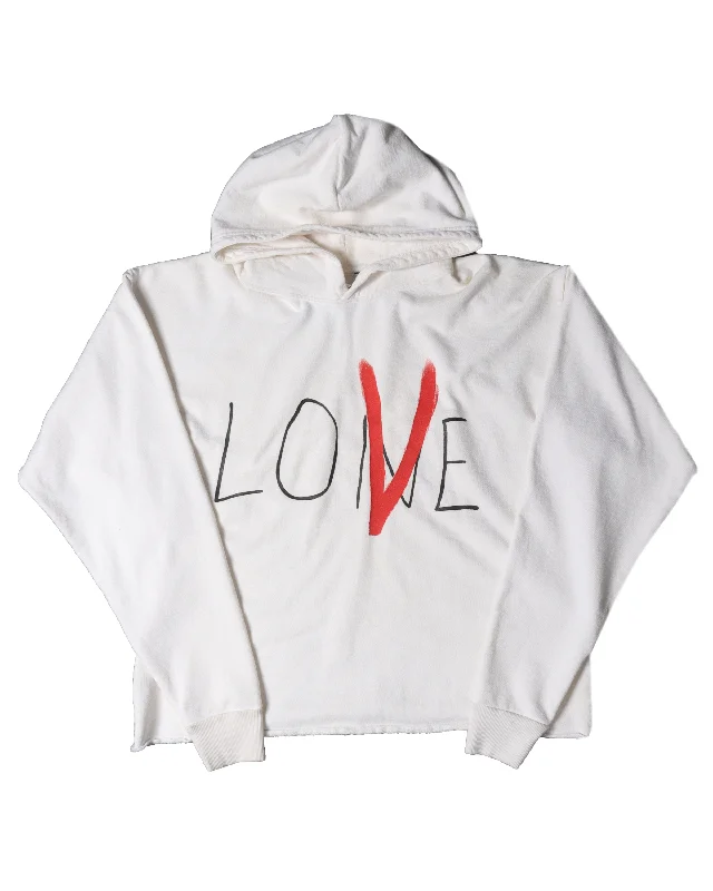 White Raw Hoodie Hoodie with Pastel Soft Subtle