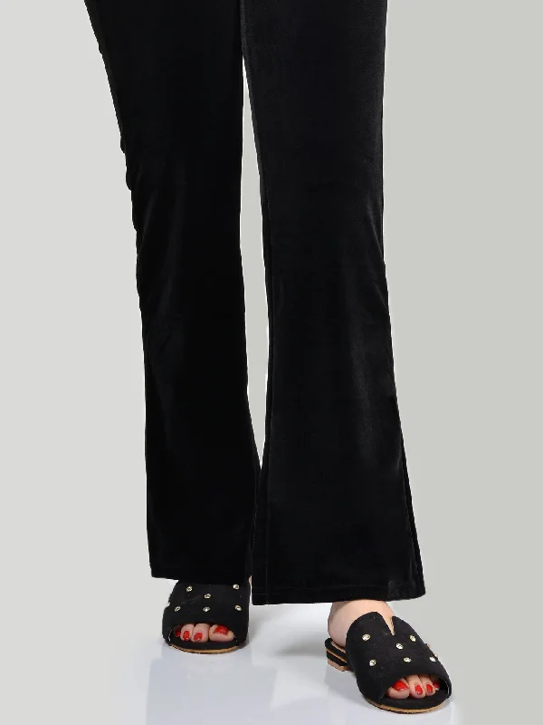 Velvet Trouser-Black Trousers Solid Black