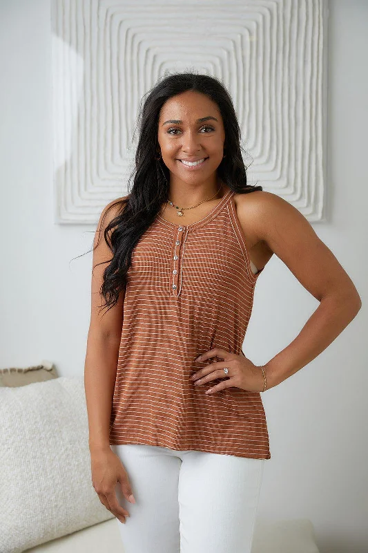 Hazel Blues® |  Tip Me Off Striped Tank lemon yellow tank