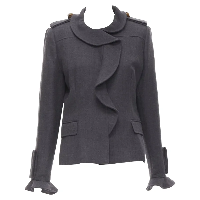 Valentino Garavani wool collar military jacket Zippered Jacket Buttoned Jacket Snapped Jacket