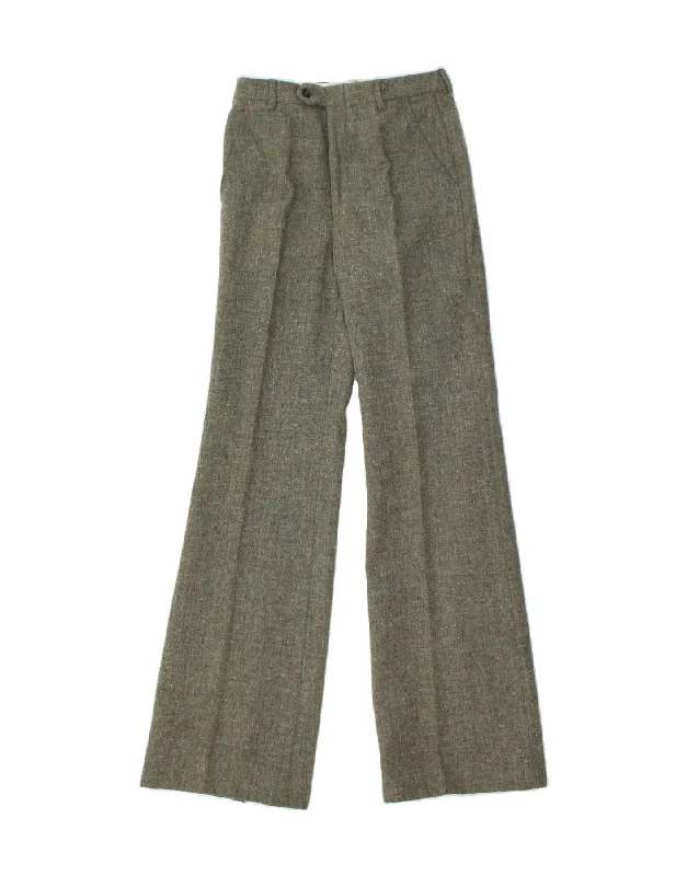 VINTAGE Womens Flare Chino Trousers W26 L32 Grey Trousers Fleece Cozy