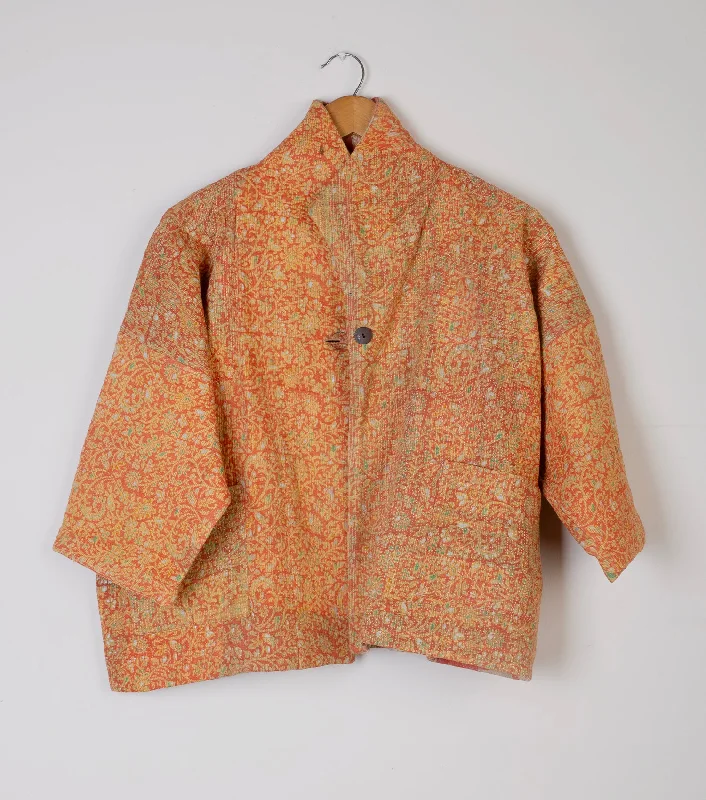 Orange Vintage Cotton Kantha Jacket Wool Jacket Cashmere Jacket Tweed Jacket