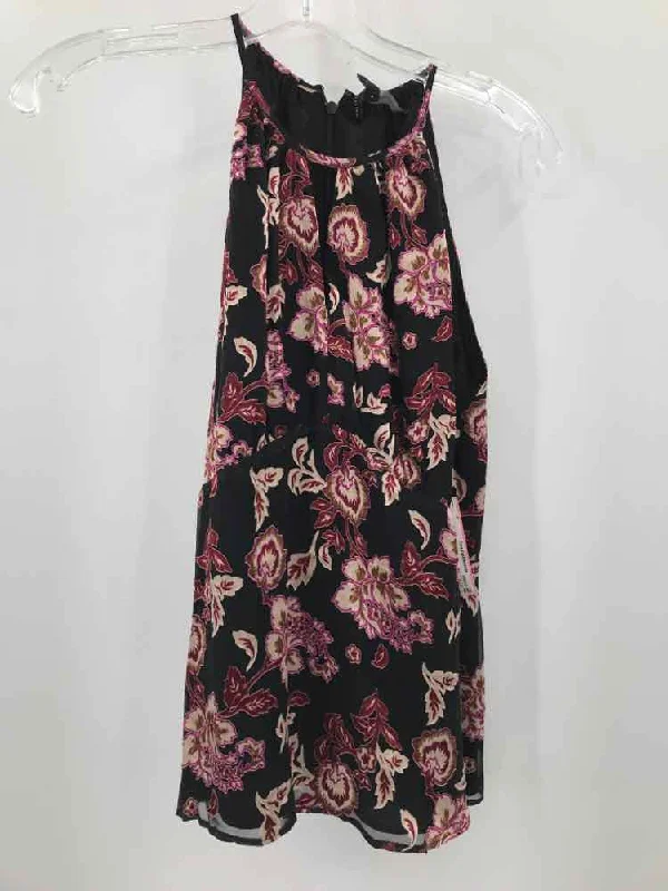 Pre-Owned WHBM Black Size 4 Floral Tank Top gold tank top