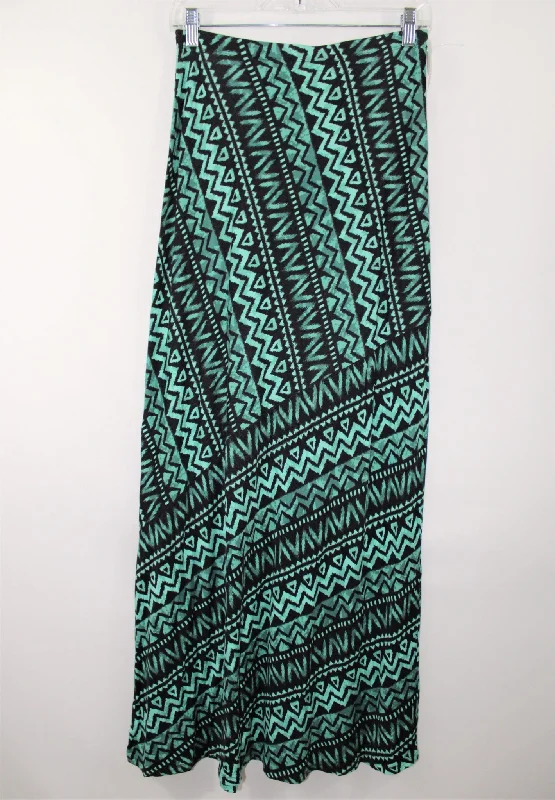 Matty M. Blue Aztec Maxi Skirt | XS slim fit skirt