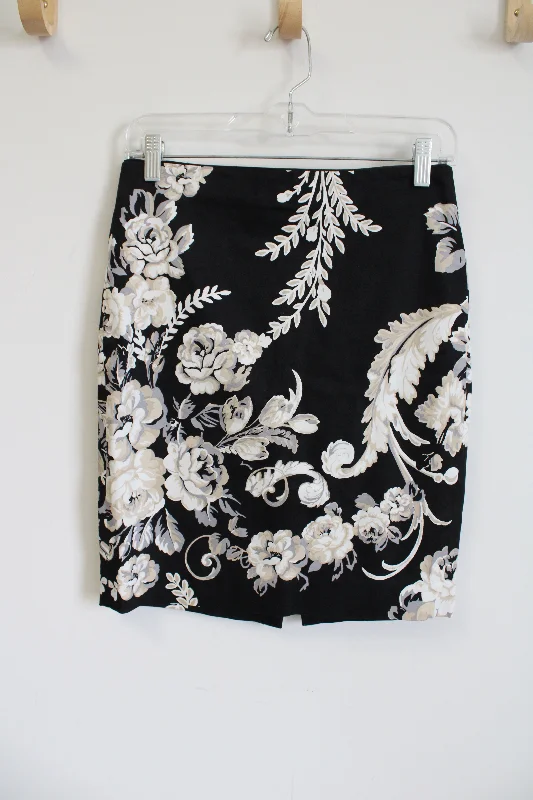 White House Black Market Floral Pencil Skirt | 0 wool skirt warm