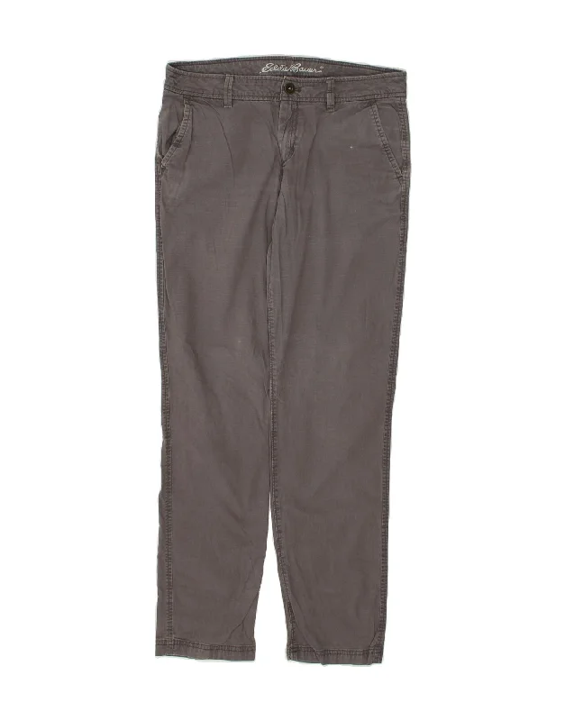 EDDIE BAUER Womens Tapered Chino Trousers US 6 Medium W30 L32 Grey Cotton Trousers New Arrival