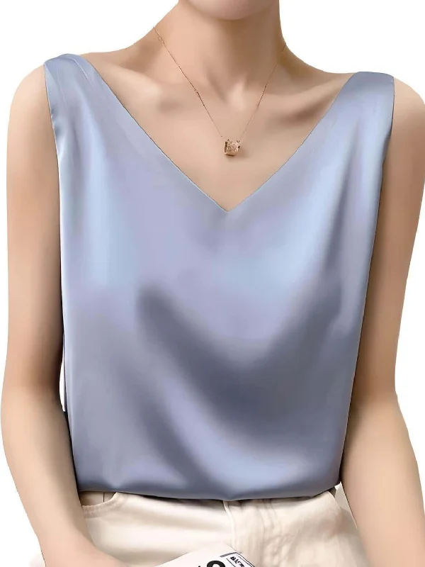 Women's Luxury Silk Tank Top off shoulder tank