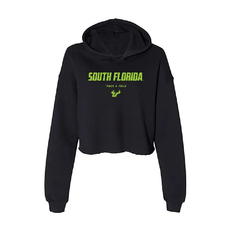 USF - NCAA Women's Track & Field : Tyra Thomas - Women's Crop Fleece Hoodie Hoodie with Front Slit Layering Stylish
