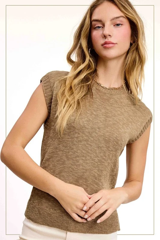 Treasured Times Peanut Sleeveless Ribbed Knit Sweater Top Plaid Sweater Polka Dot Checkered