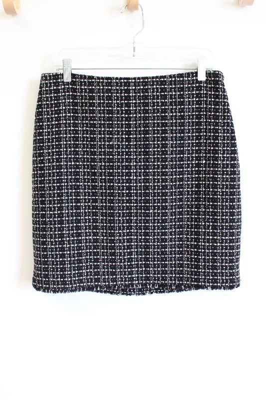 Ann Taylor Black White Woven Pencil Skirt | 10 corduroy skirt cozy