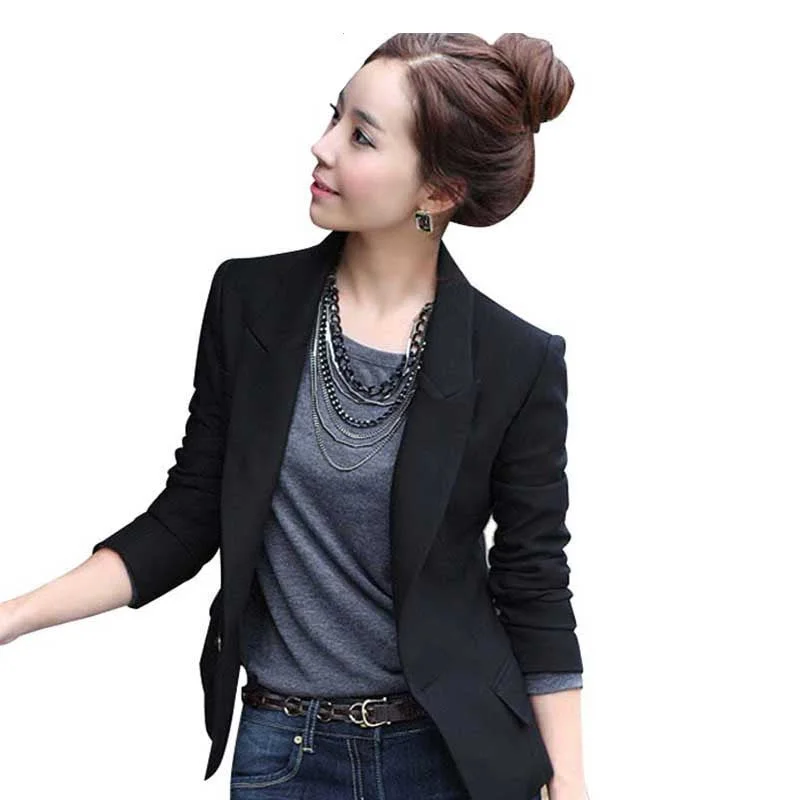 Fashion Women's One Button Slim Casual Business Suit Jacket Outwear Black Jackets Print Jacket Jacquard Jacket Patchwork Jacket