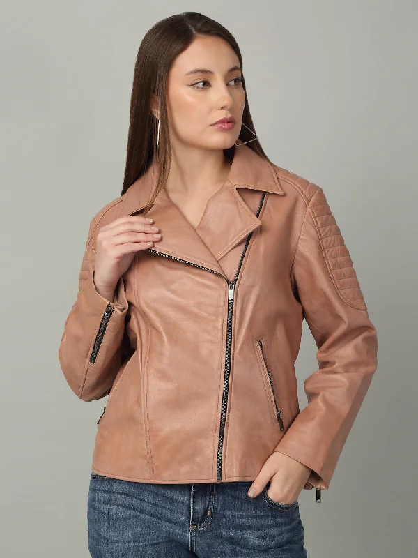 Women's Rose Leather Biker Jacket Faux Fur Jacket Real Fur Jacket Shearling Jacket