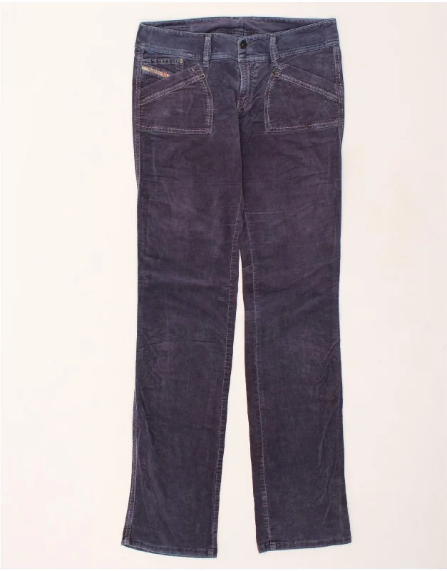 DIESEL Womens Straight Casual Trousers W31 L35 Blue Cotton Trousers Fall Fleece