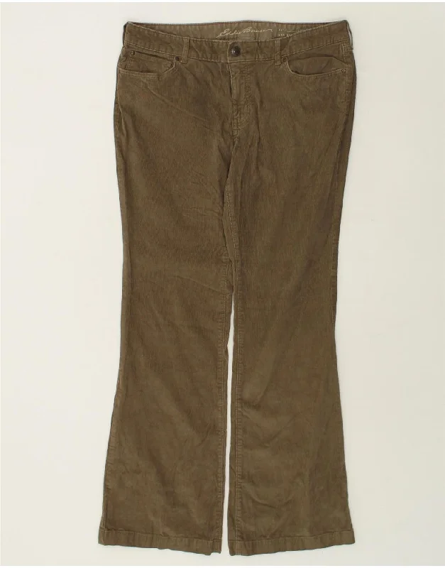 EDDIE BAUER Womens Bootcut Corduroy Trousers US 12 Large W34 L32 Green Trousers Bestseller Popular