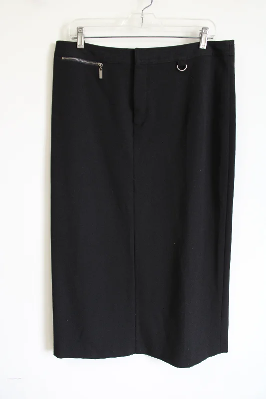 Rafaella Black Zipper Detail Skirt | 14 silk skirt elegant