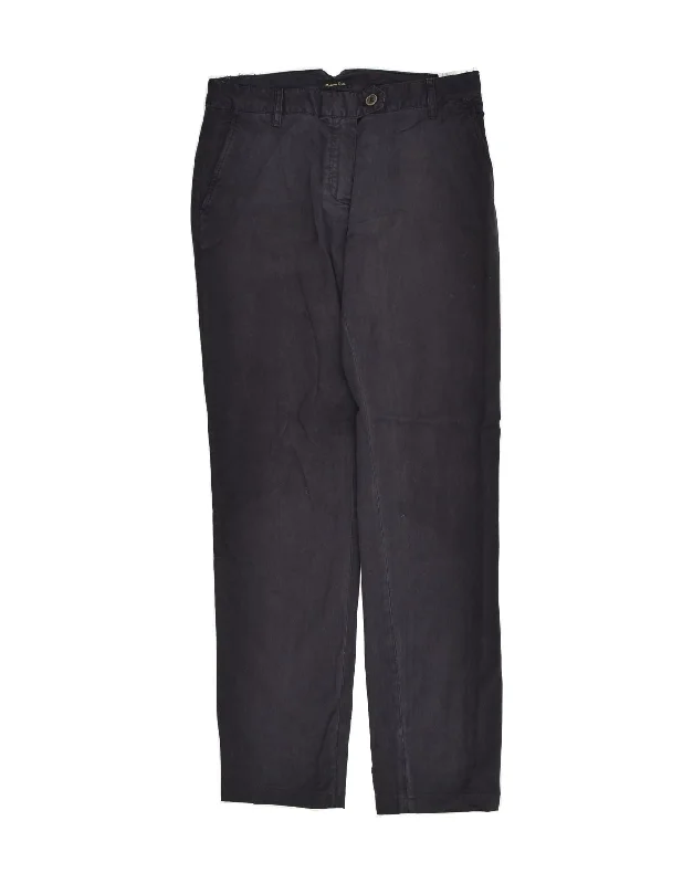 MASSIMO DUTTI Womens Chino Trousers EU 38 Medium W28 L28 Navy Blue Cotton Trousers Leather Faux