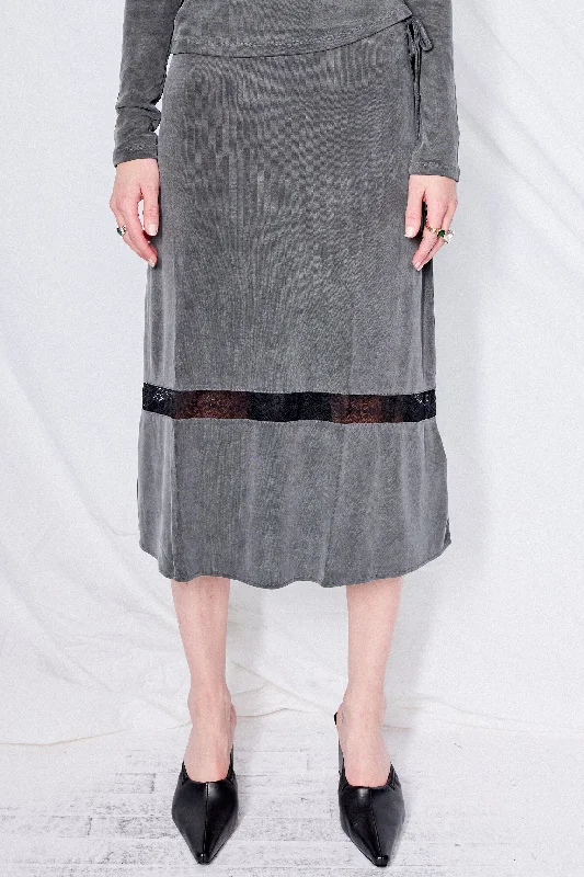 Dark Grey Balloon Skirt denim skirt durable