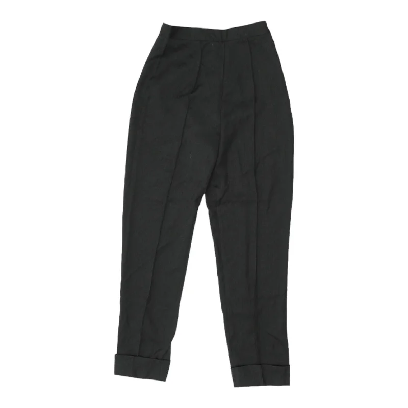 Sportstaff Womens Black Formal High Waisted Wool Trousers | Vintage Designer VTG Trousers Striped Patterned
