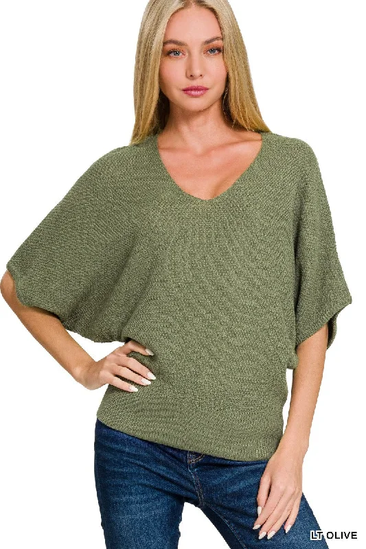 Amazing Days Light Olive V-Neck Sweater Top Faux Fur Fabric Real Fur Fabric Shearling Fabric