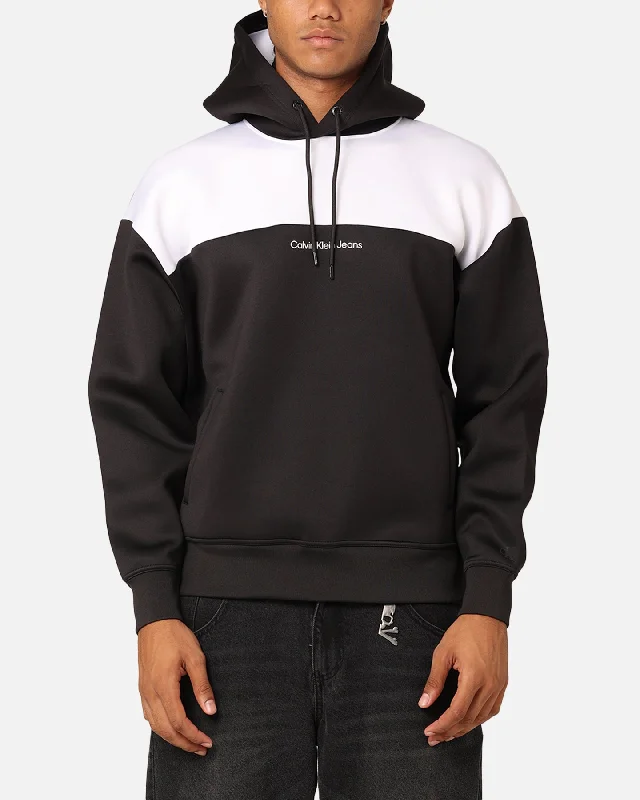 Calvin Klein Blocking Spacer Hoodie Black/Bright White Hoodie with Mock Neck Collared Structured