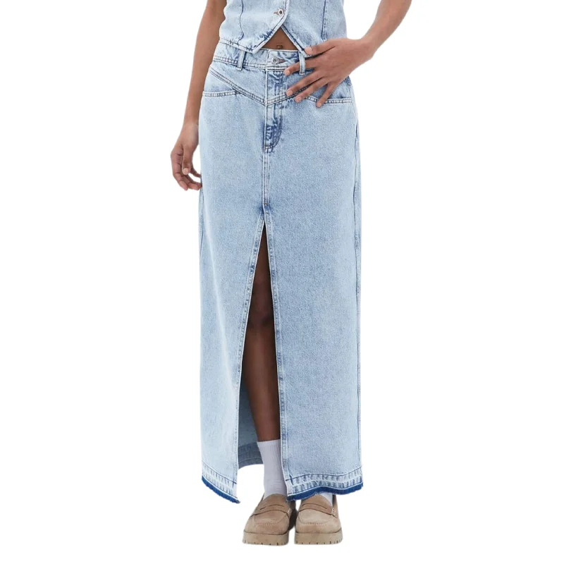 OXXO -  High Rise Long Denim Skirt chiffon skirt floaty