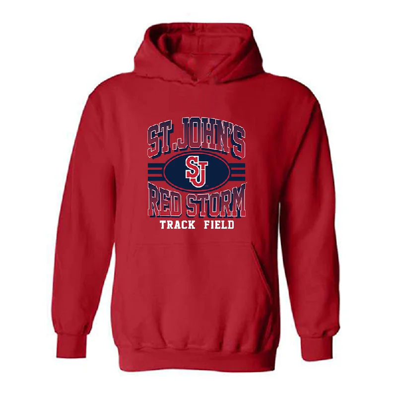 St. Johns - NCAA Women's Track & Field : Jade Dockery - Classic Shersey Hooded Sweatshirt Hoodie with Applique Textured Unique