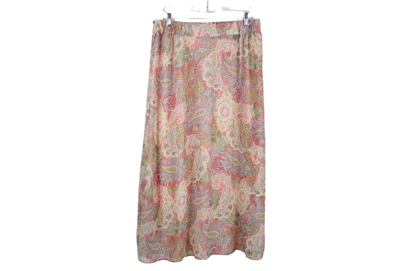 C 1946 Pink Paisley Chiffon Skirt | 14/16 velvet skirt luxurious