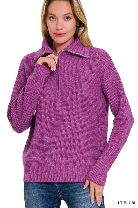 Zip It Up High Collar Light Plum Sweater Layered Multi-layer Single Layer