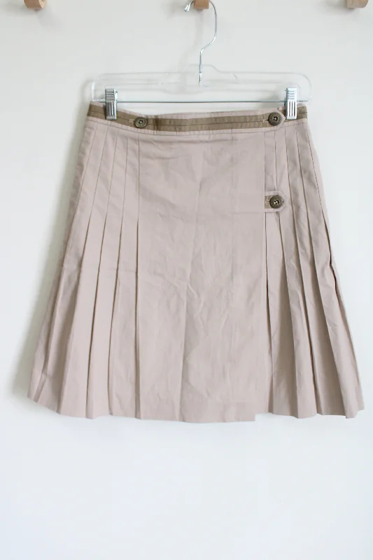 NEW Brooks Brothers Tan Pleated Skirt | 6 linen skirt natural